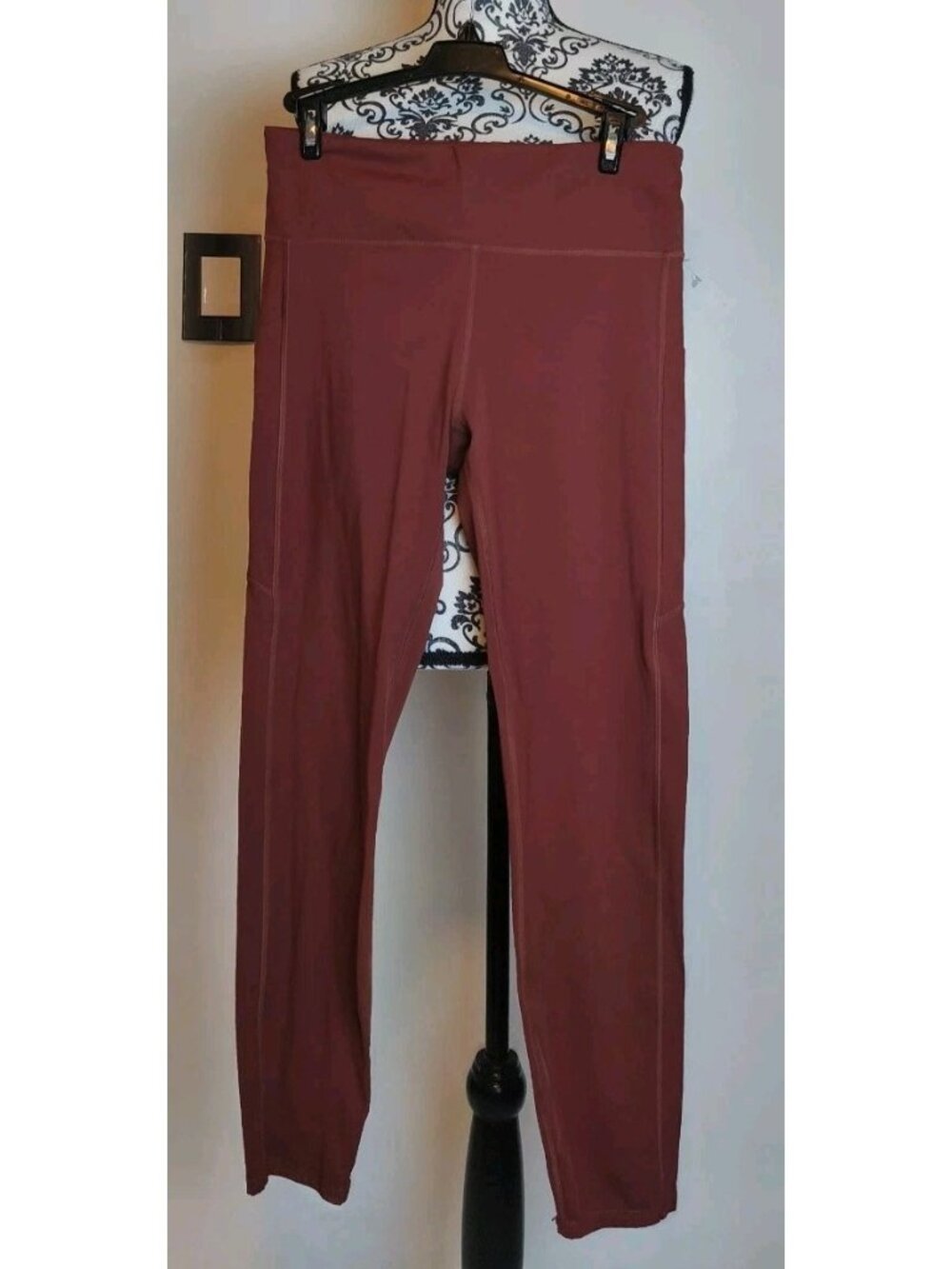 Vuori Women Leggings Terracotta Brown High Waist Side Pockets Activewear Medium